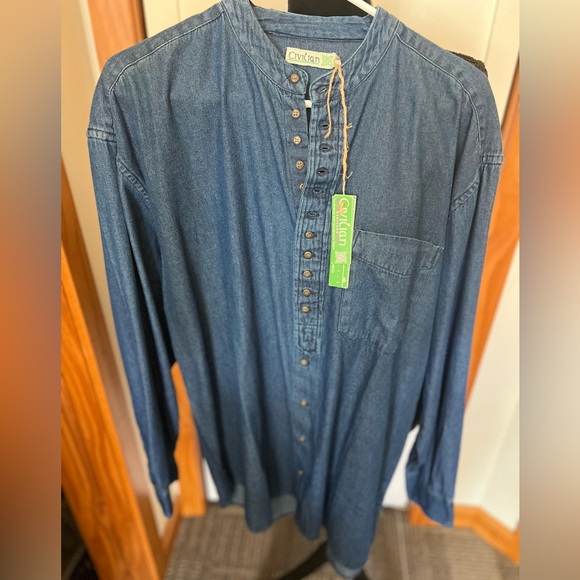 Civilian Heritage Other - NWT retro Civilian Heritage traditional Irish Grandfather Shirt. M denim